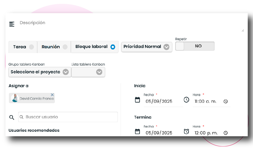 Calendario control de teletrabajo