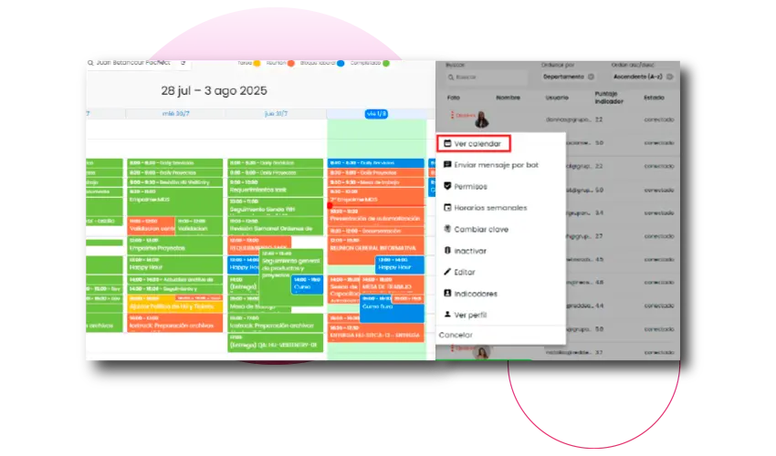 Calendario control de teletrabajo