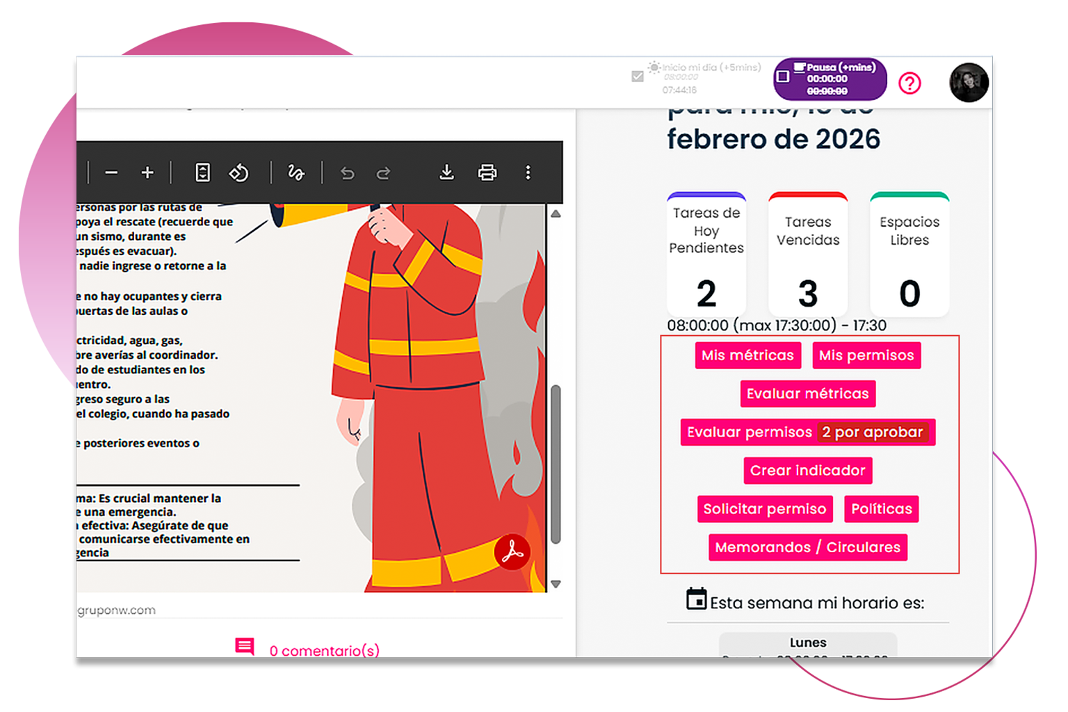 Calendario control de teletrabajo